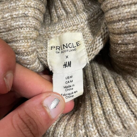H&M x Pringle of Scotland Diamond Pattern Wool Knit Turtleneck Sweater Medium - Picture 5 of 7